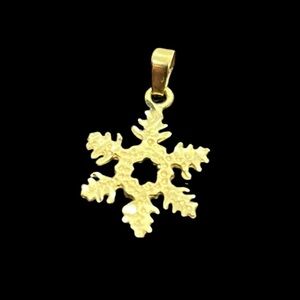 14k yellow gold textured snowflake winter pendant for necklace
